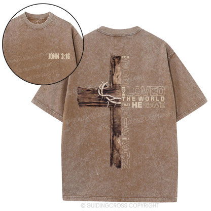 For God So Loved Christian Washed T-Shirt