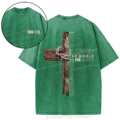 For God So Loved Christian Washed T-Shirt