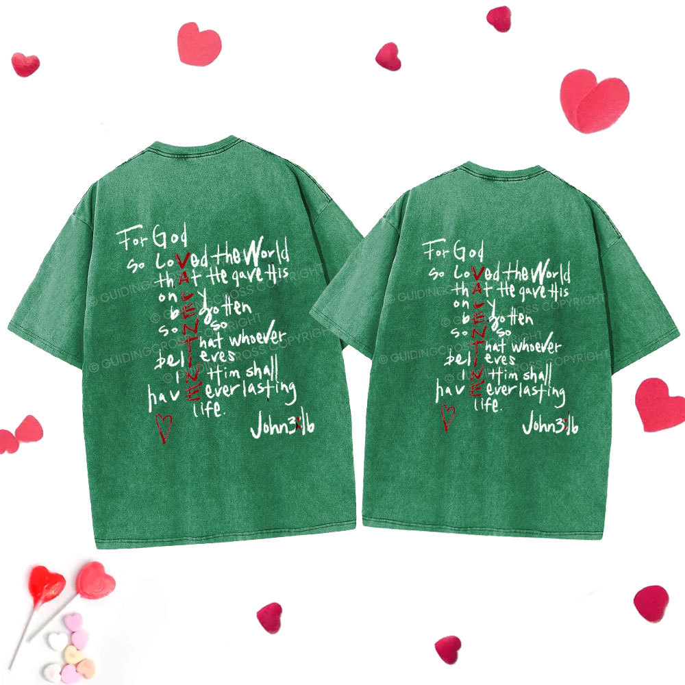 For God So Loved Christian Washed T-Shirt