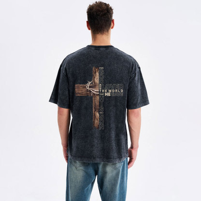 For God So Loved Christian Washed T-Shirt