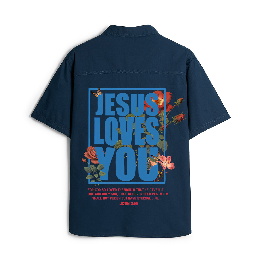 For God So Loved Christian Work Shirt