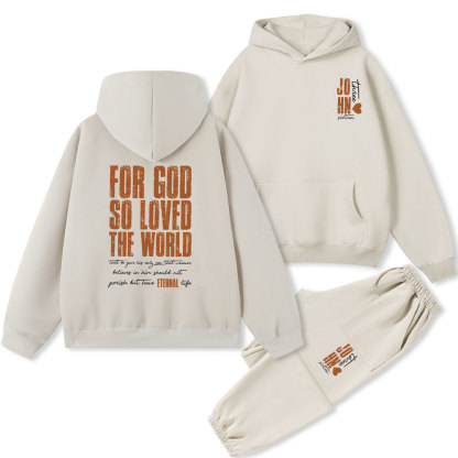 For God So Loved The World Christian Fleece Hoodie Set