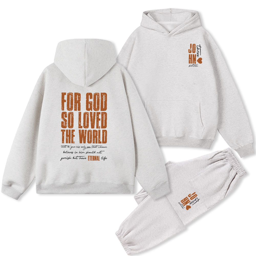For God So Loved The World Christian Fleece Hoodie Set