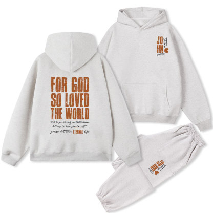 For God So Loved The World Christian Fleece Hoodie Set
