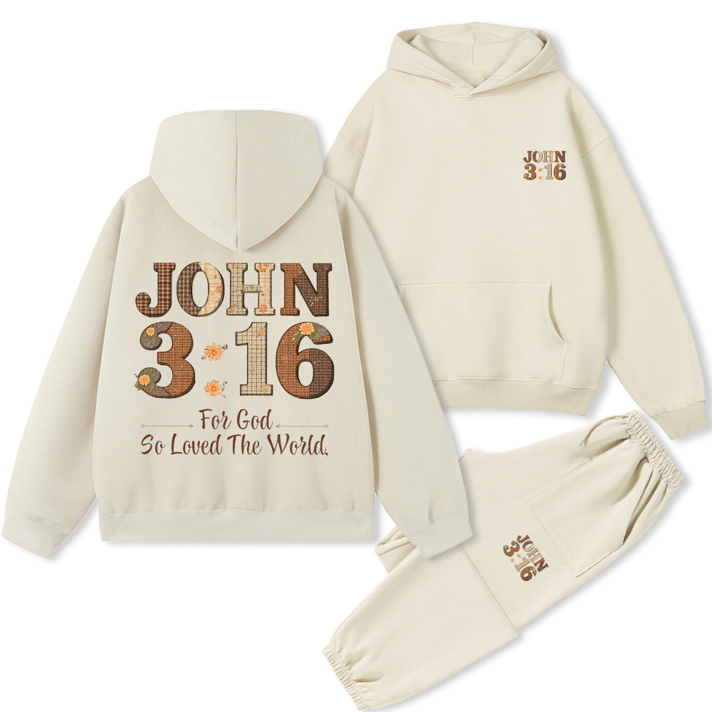 For God So Loved The World Christian Premium Fleece Hoodie Set