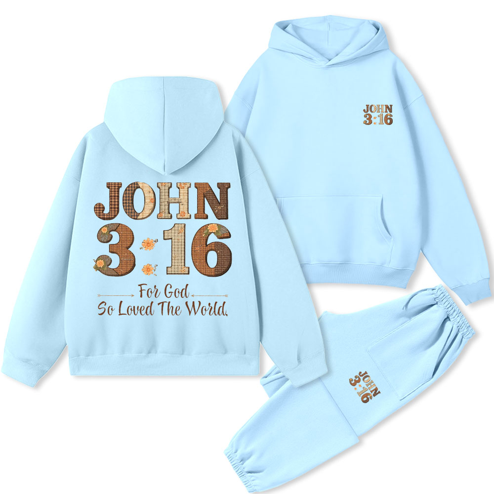 For God So Loved The World Christian Premium Fleece Hoodie Set