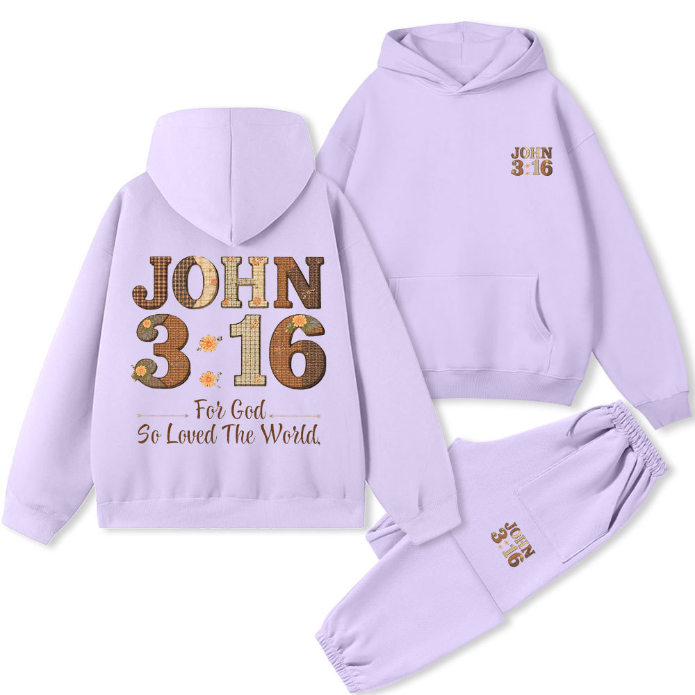 For God So Loved The World Christian Premium Fleece Hoodie Set