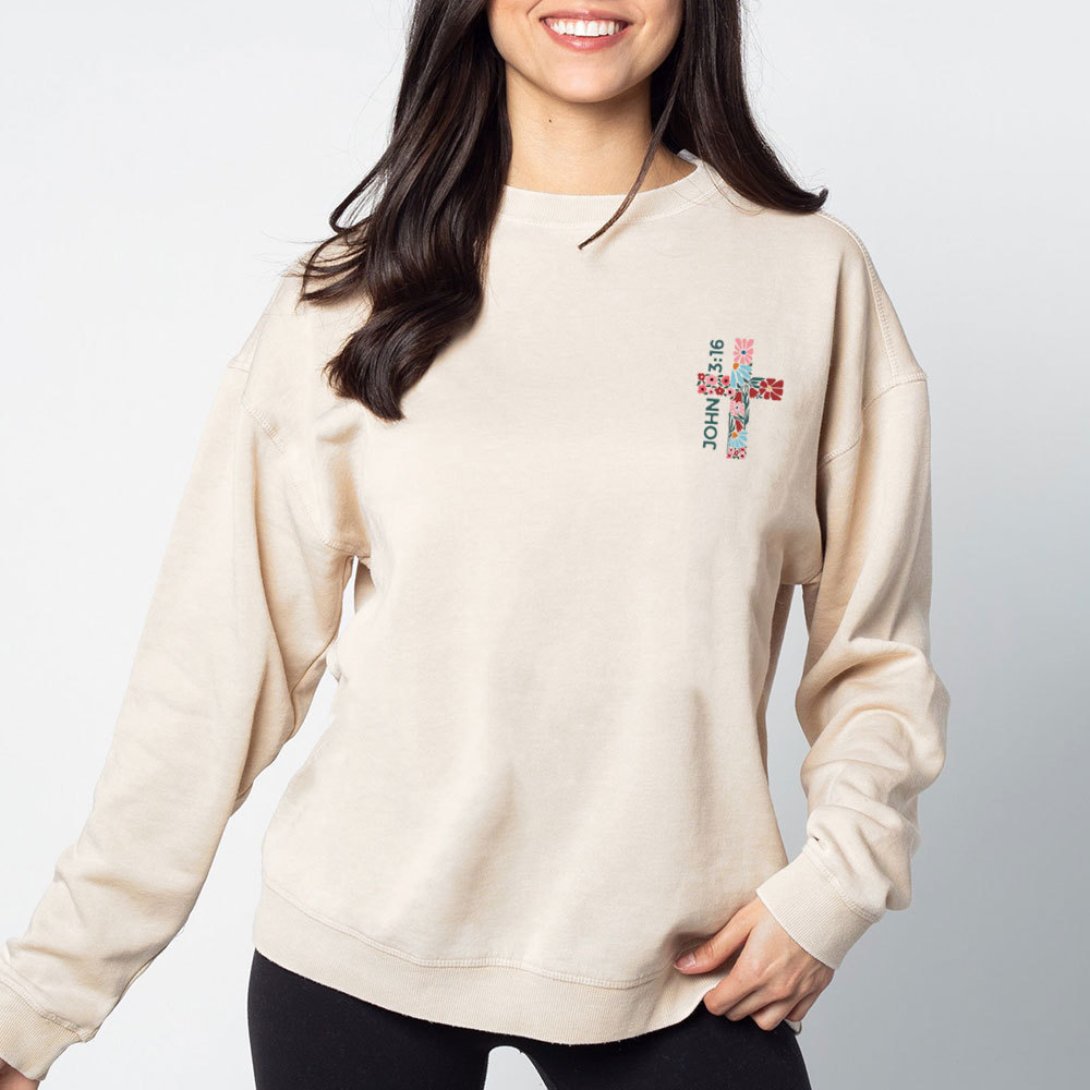 For God So Loved The World Christian Washed Sweatshirt