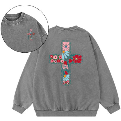For God So Loved The World Christian Washed Sweatshirt
