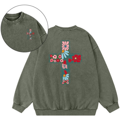 For God So Loved The World Christian Washed Sweatshirt