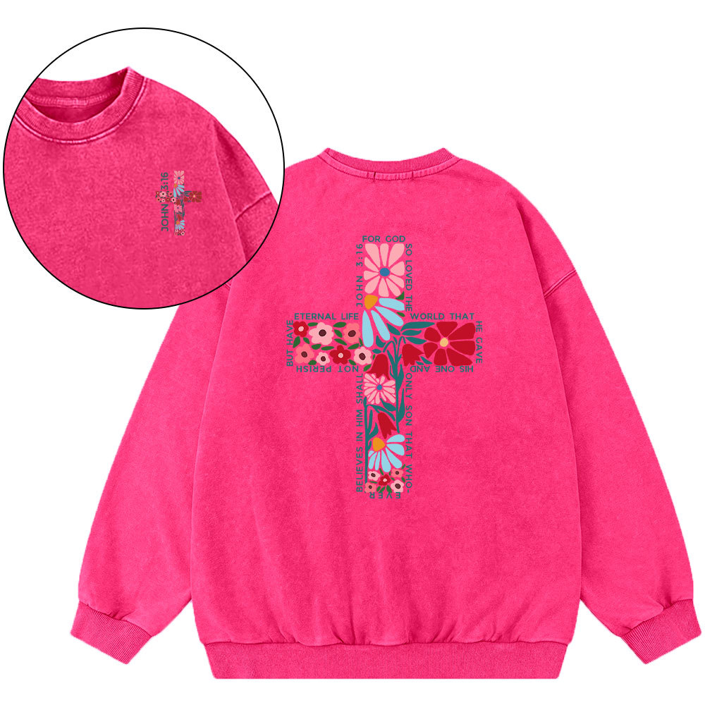 For God So Loved The World Christian Washed Sweatshirt
