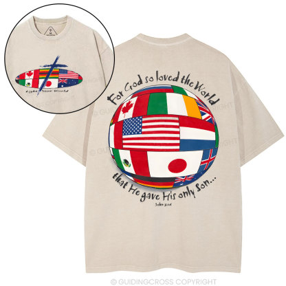 For God So Loved The World Christian Washed T-Shirt