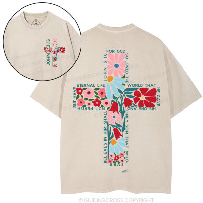 For God So Loved The World Christian Washed T-Shirt