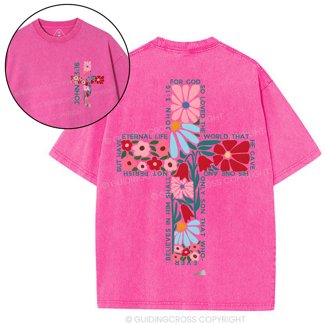 For God So Loved The World Christian Washed T-Shirt