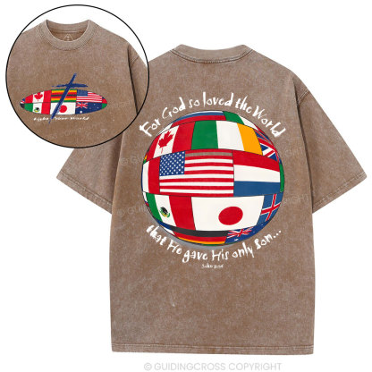 For God So Loved The World Christian Washed T-Shirt