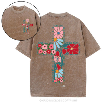 For God So Loved The World Christian Washed T-Shirt