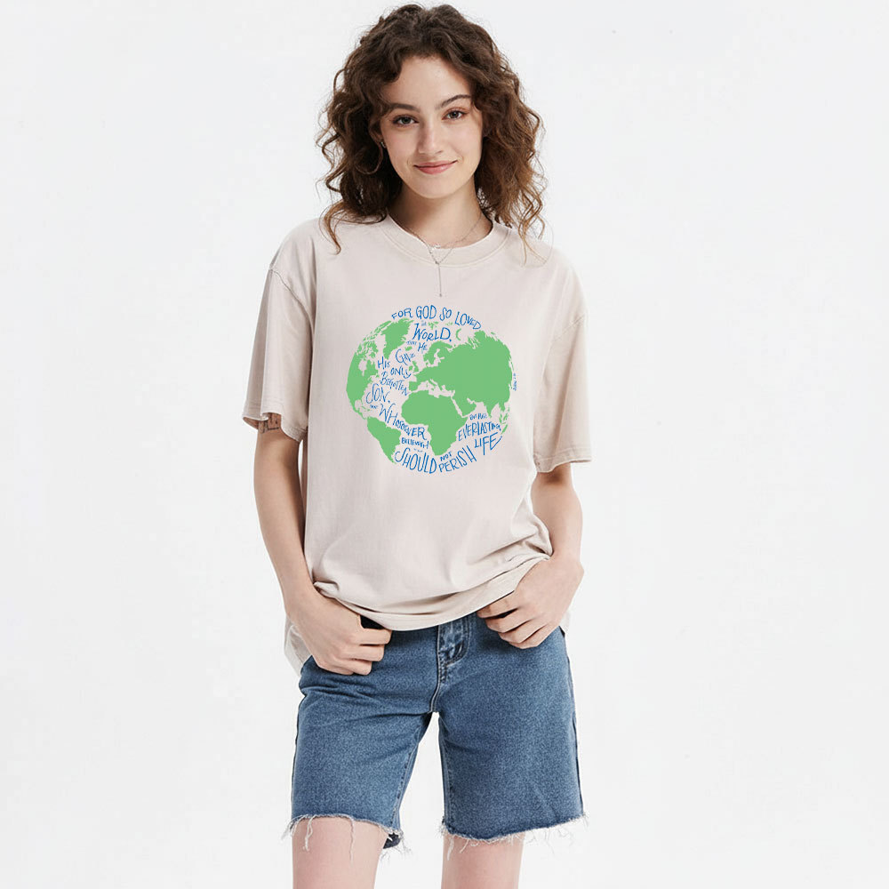 For God So Loved The World Christian Washed T-Shirt