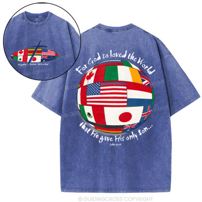 For God So Loved The World Christian Washed T-Shirt