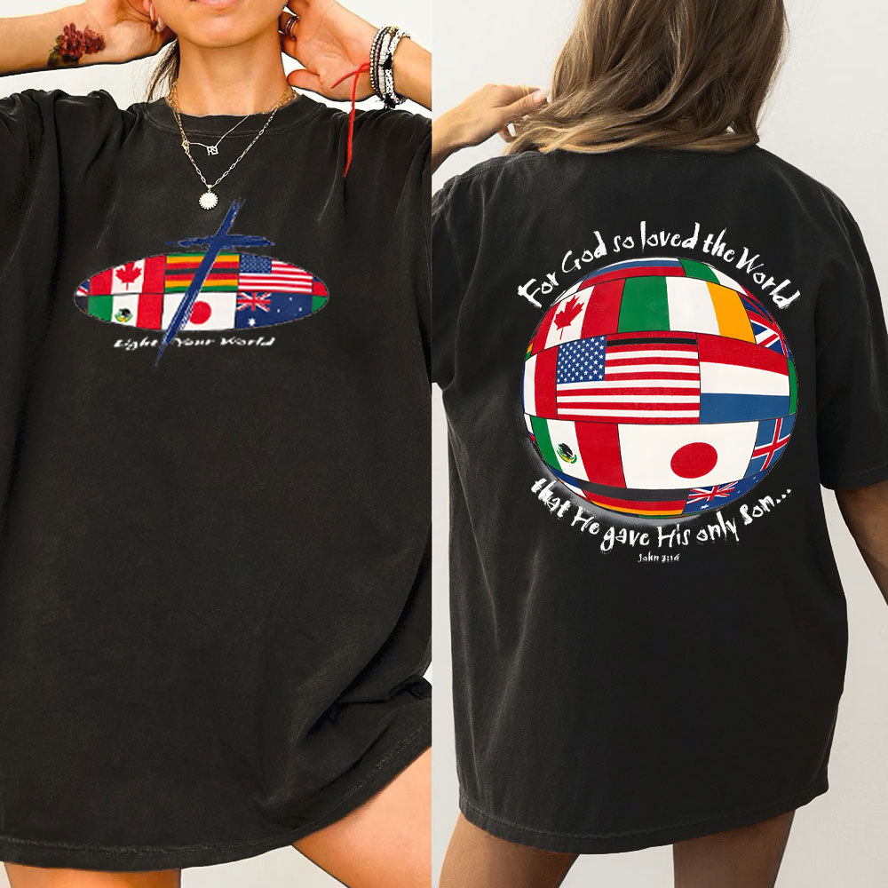 For God So Loved The World Christian Washed T-Shirt