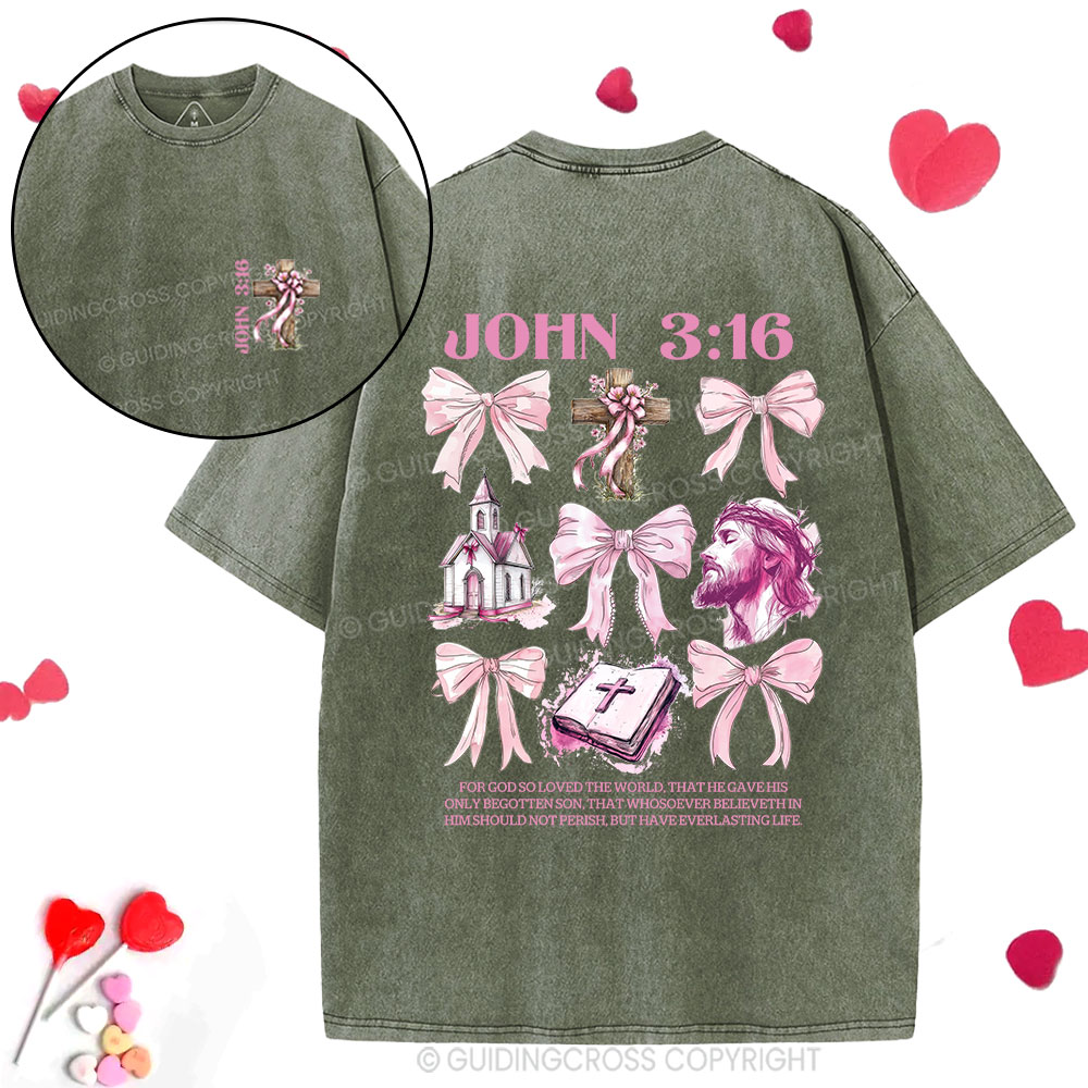 For God So Loved The World Christian Washed T-Shirt