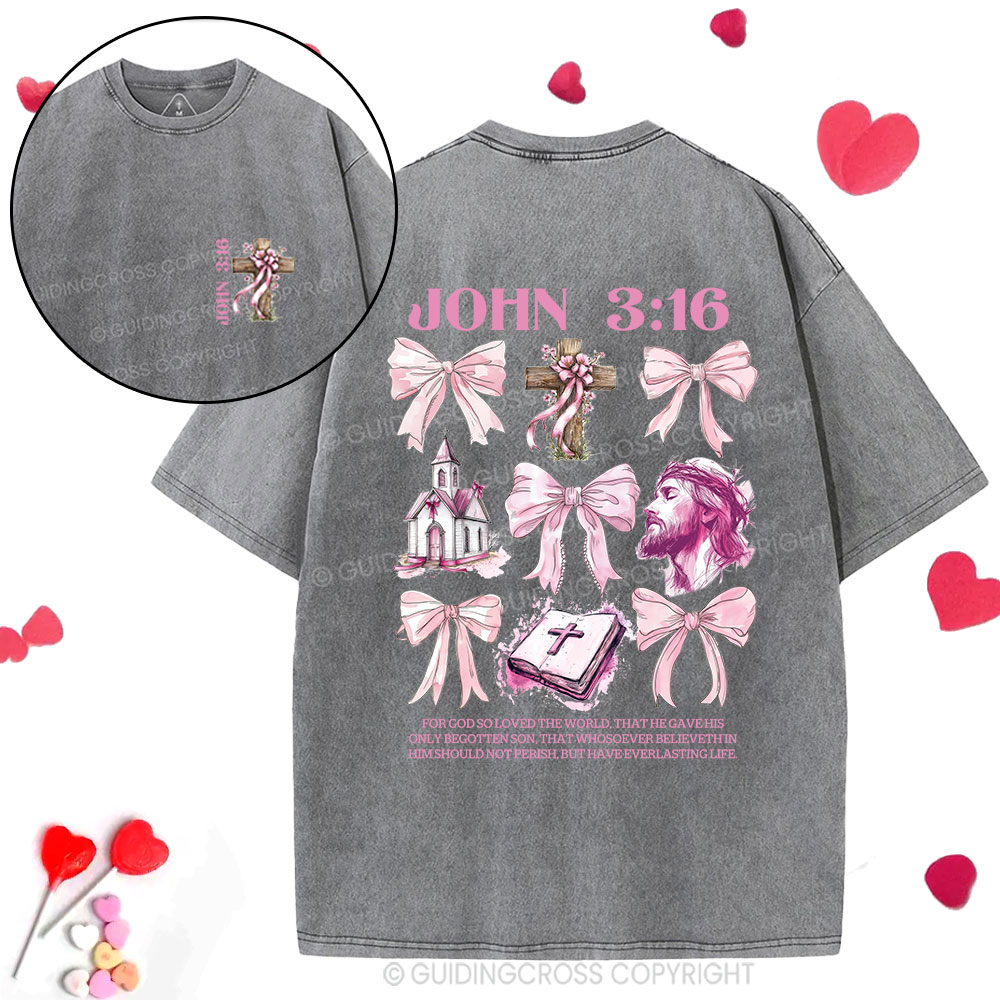 For God So Loved The World Christian Washed T-Shirt