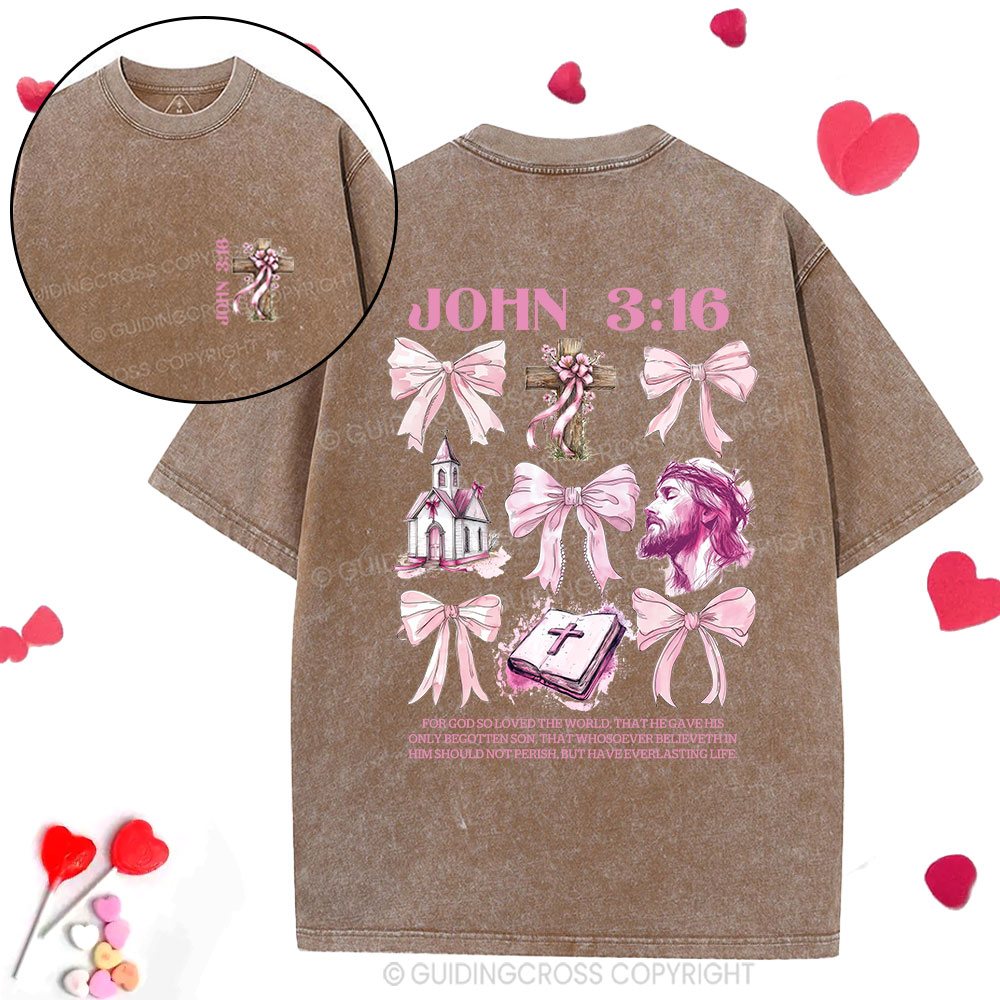 For God So Loved The World Christian Washed T-Shirt