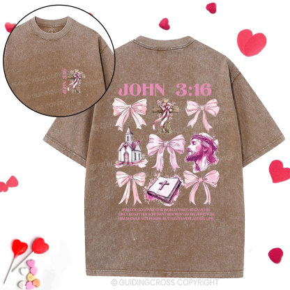 For God So Loved The World Christian Washed T-Shirt