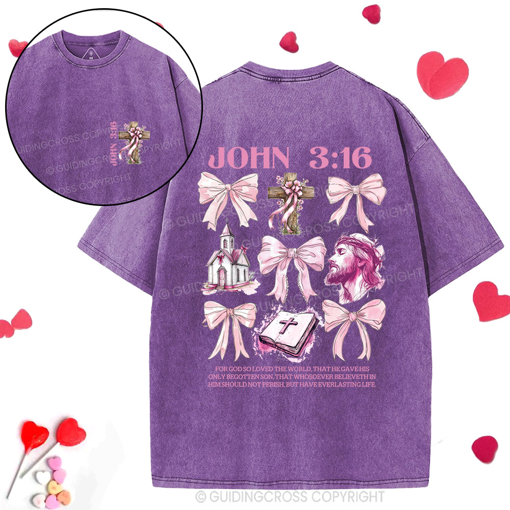 For God So Loved The World Christian Washed T-Shirt