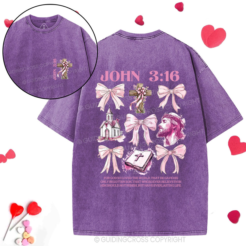 For God So Loved The World Christian Washed T-Shirt