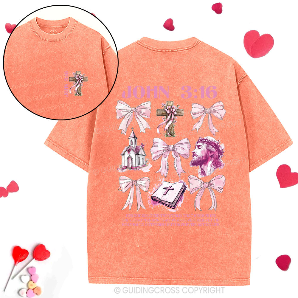 For God So Loved The World Christian Washed T-Shirt