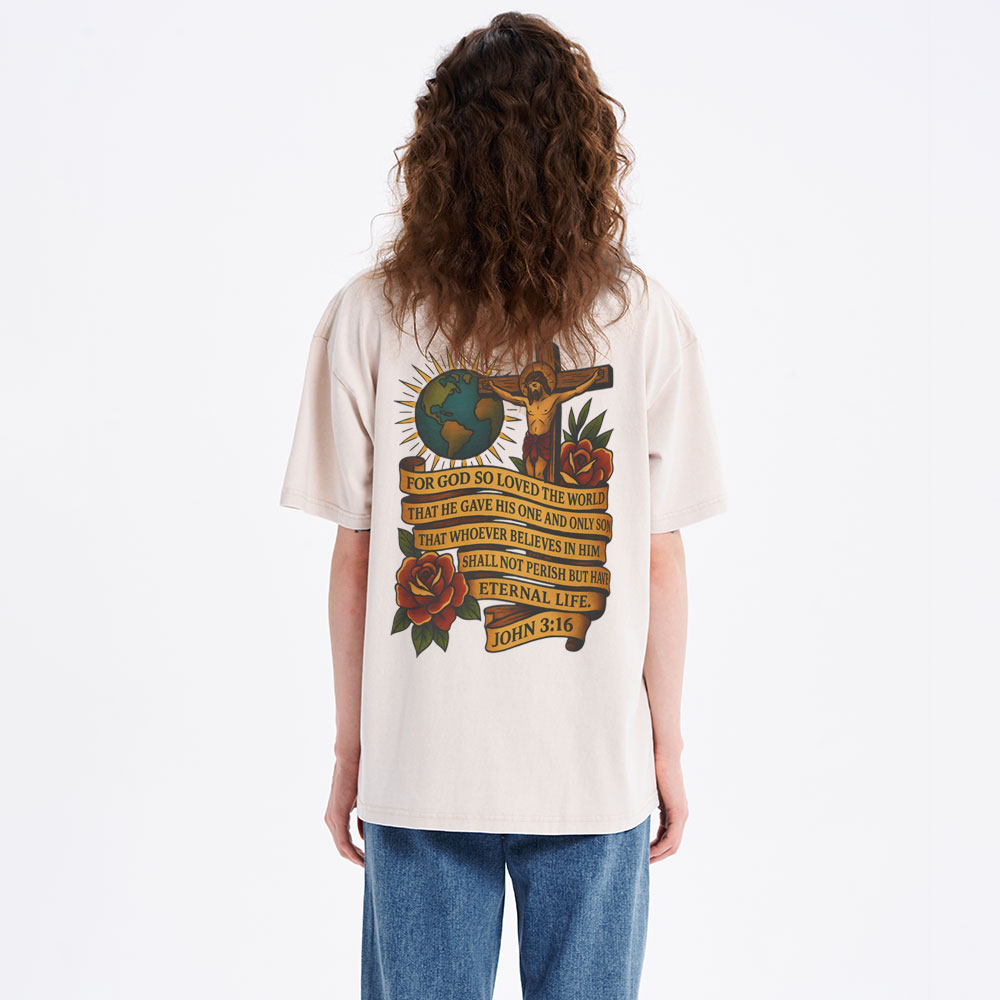 For God So Loved The World Christian Washed T-Shirt