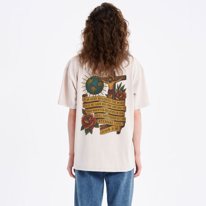 For God So Loved The World Christian Washed T-Shirt