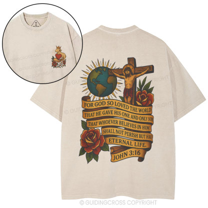 For God So Loved The World Christian Washed T-Shirt
