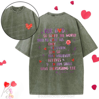 For God So Loved The World Christian Washed T-Shirt