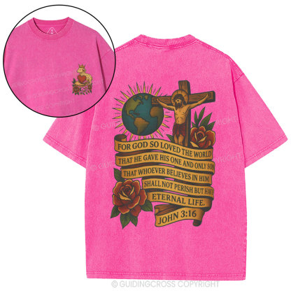 For God So Loved The World Christian Washed T-Shirt