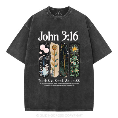 For God So Loved The World Christian Washed T-Shirt