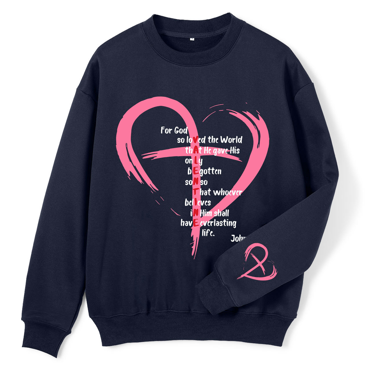 For God So Loved The World Heart Christian Fleece Sweatshirt Sale - GuidingCross