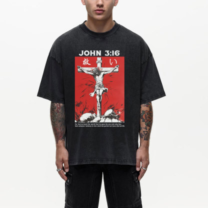 For God So Loved The World Salvation Christian Washed T-Shirt