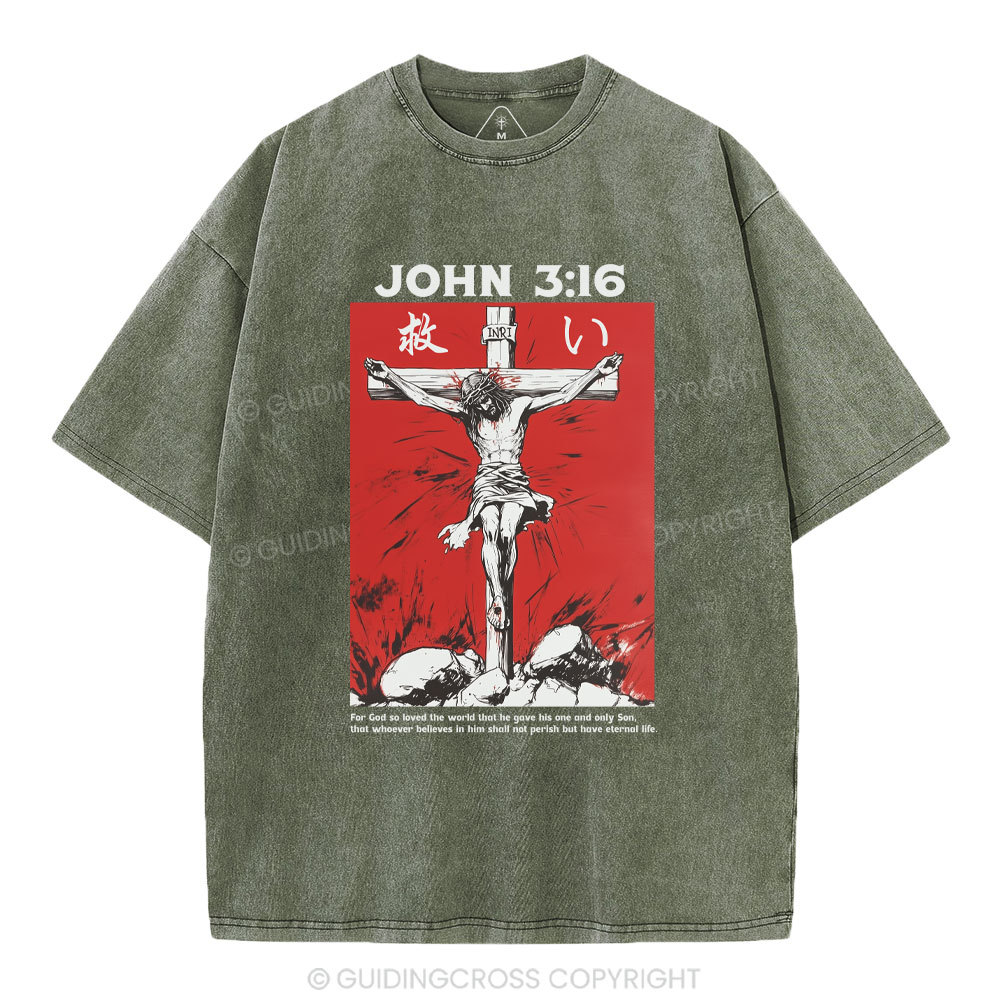 For God So Loved The World Salvation Christian Washed T-Shirt