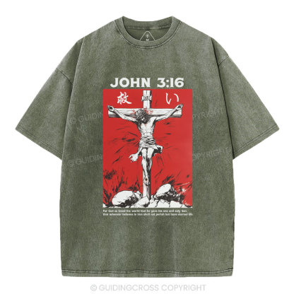 For God So Loved The World Salvation Christian Washed T-Shirt