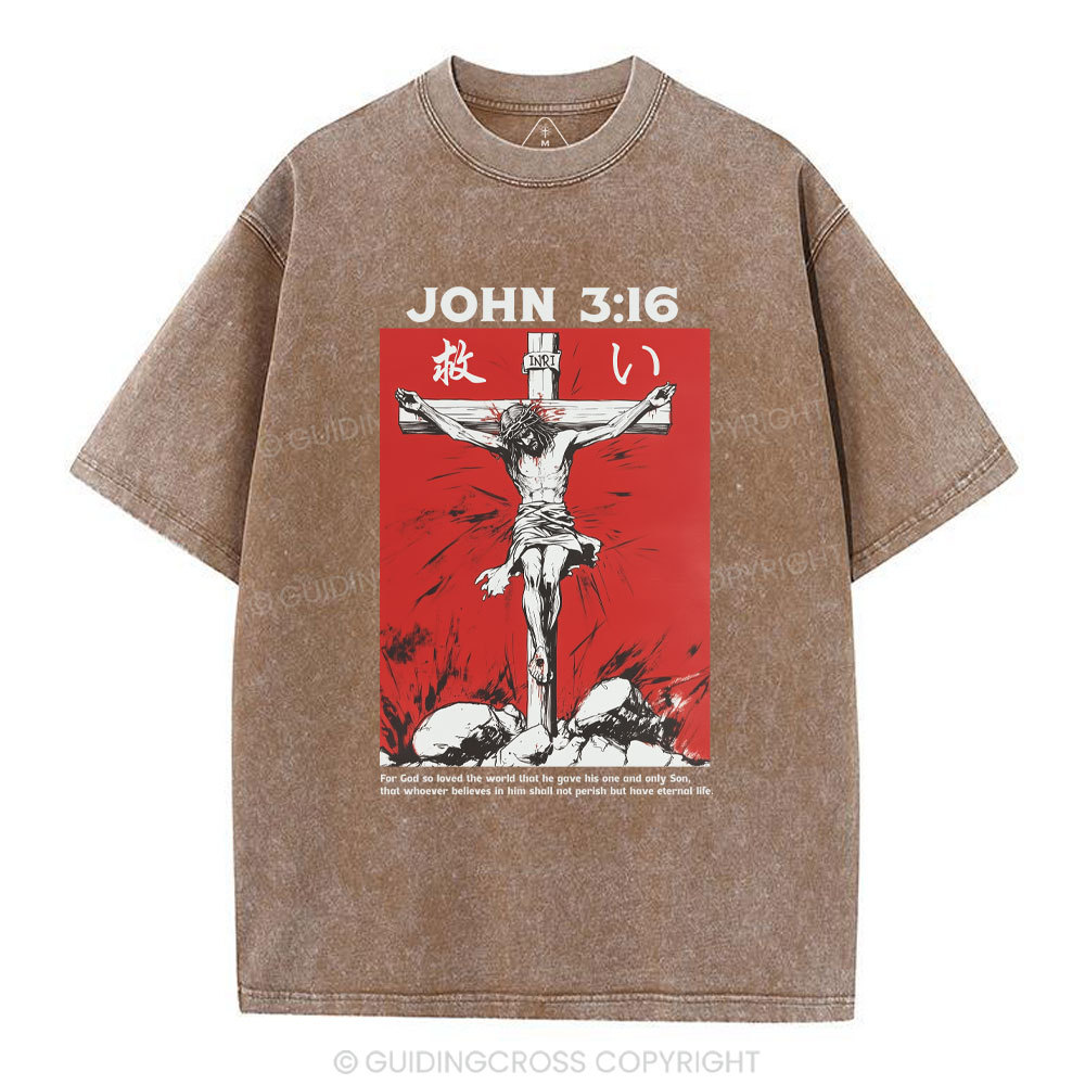 For God So Loved The World Salvation Christian Washed T-Shirt