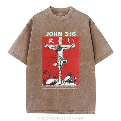 For God So Loved The World Salvation Christian Washed T-Shirt