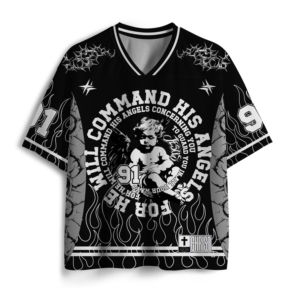 For He Will Command His Angles Christian Mesh Jersey