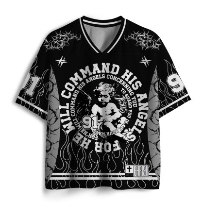 For He Will Command His Angles Christian Mesh Jersey