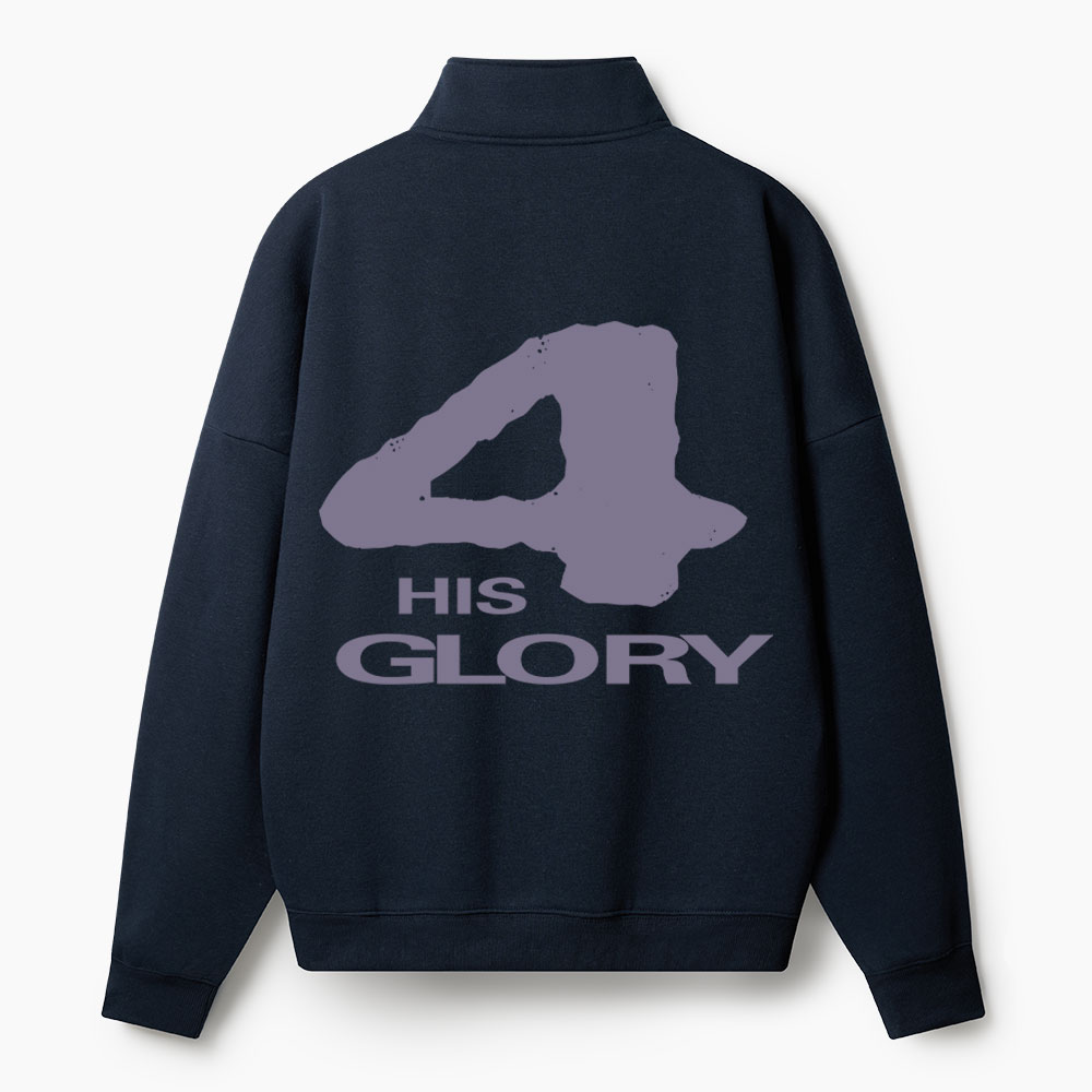 For His Glory Christian Half Zip Fleece Sweatshirt