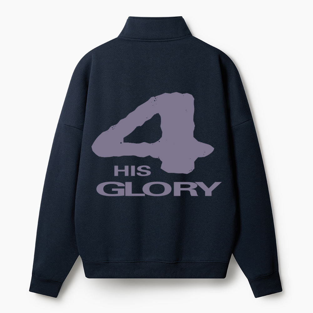 For His Glory Christian Half Zip Fleece Sweatshirt