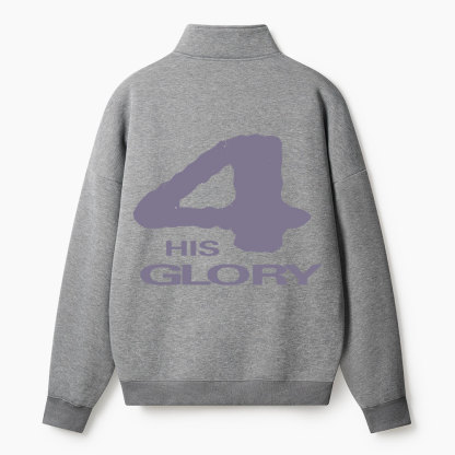 For His Glory Christian Half Zip Fleece Sweatshirt