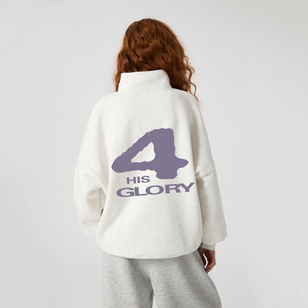For His Glory Christian Half Zip Fleece Sweatshirt