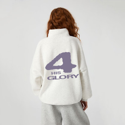 For His Glory Christian Half Zip Fleece Sweatshirt
