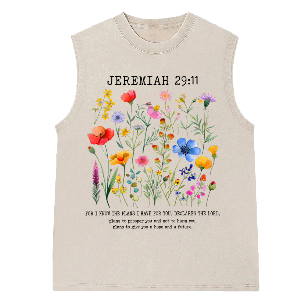 For I Know The Plans Christian Washed Sleeveless Tee
